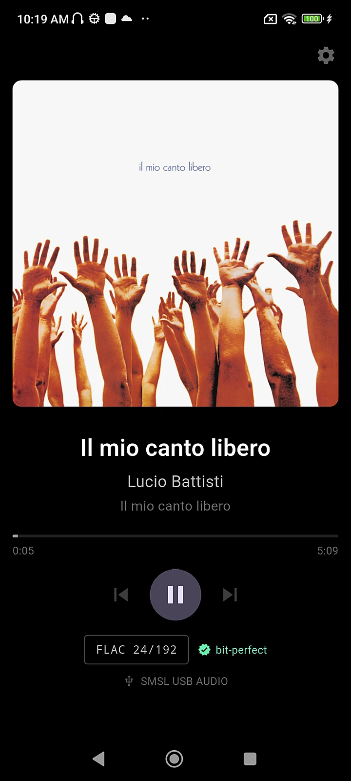 Now playing: FLAC 24/192, marked bit-perfect, on an SMSL USB DAC