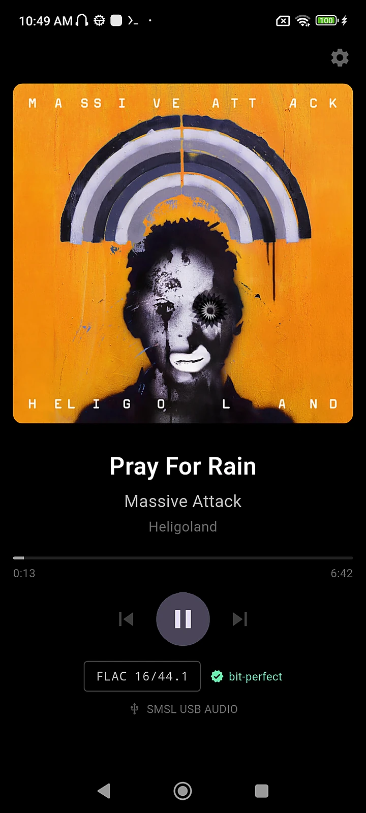 Now playing FLAC 16/44.1 bit-perfect